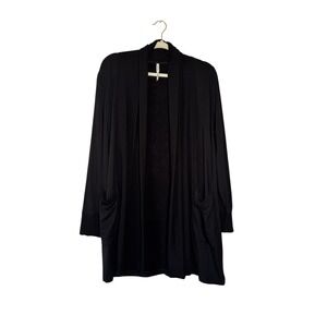 Soma Women's Black Open Front Cardigan Duster with Pockets Medium